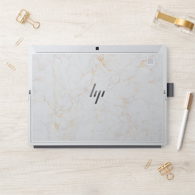 White Marble HP Laptop Skin (Desk)