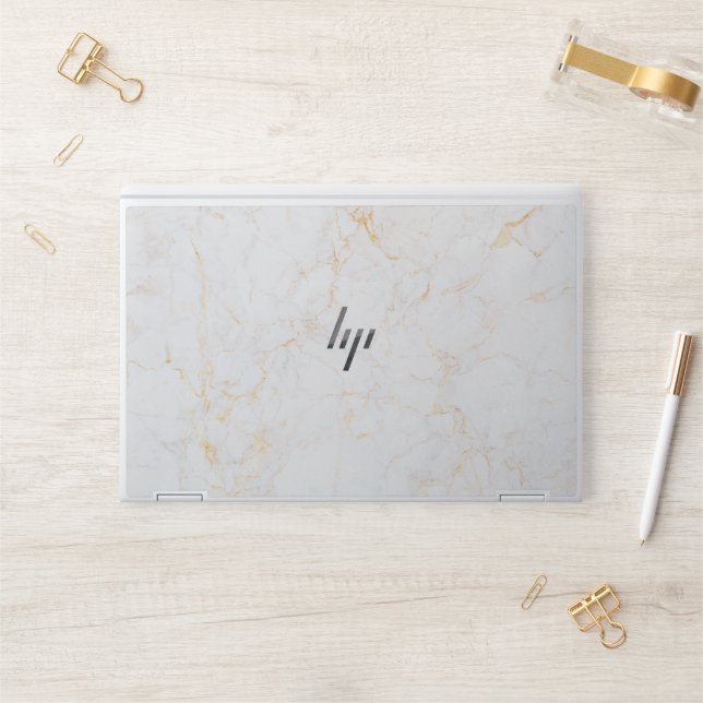 White Marble HP Laptop Skin (Desk)