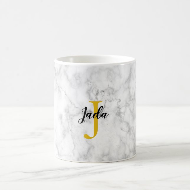 White marble initial mug (Center)