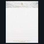 WHITE MARBLE INTERIOR DESIGNER Letterhead<br><div class="desc">Coordinates with the WHITE MARBLE INTERIOR DESIGNER Business Card Template by 1201AM. A white marble backdrop sets a beautiful tone on this designer letterhead template. Your initial and name or business name are elegantly styled in matte gold for a monogrammed logo effect. © 1201AM CREATIVE</div>