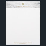 WHITE MARBLE INTERIOR DESIGNER Letterhead<br><div class="desc">Coordinates with the WHITE MARBLE INTERIOR DESIGNER Business Card Template by 1201AM. A white marble backdrop sets a beautiful tone on this designer letterhead template. Your initial and name or business name are elegantly styled in matte gold for a monogrammed logo effect. © 1201AM CREATIVE</div>
