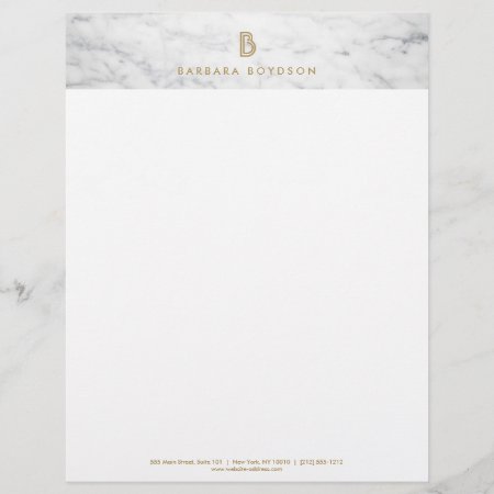White Marble Interior Designer Letterhead