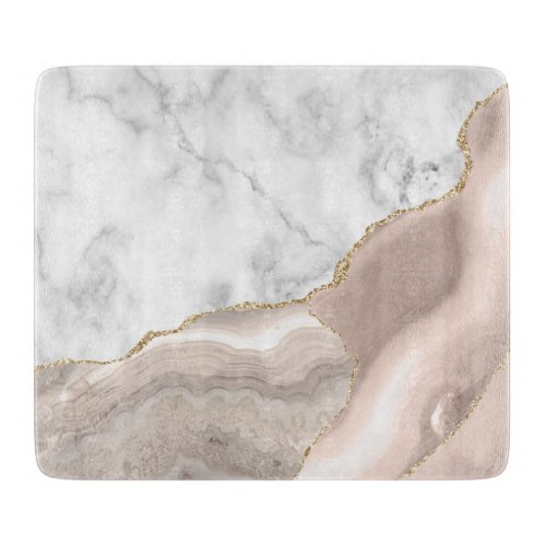 White Marble Ivory Agate Gold Glitter Cutting Board