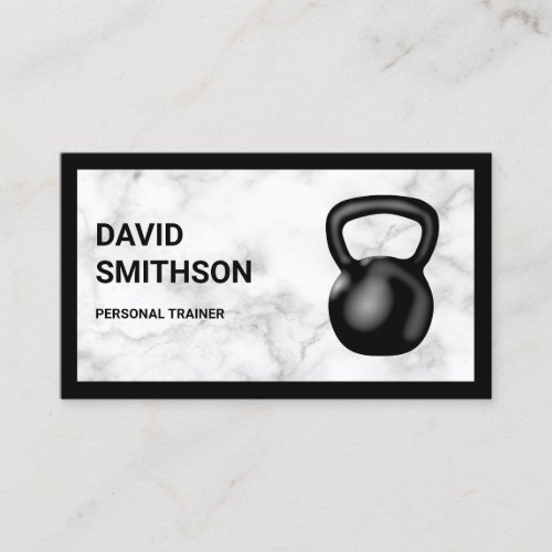White Marble Kettlebell Fitness Personal Trainer Business Card