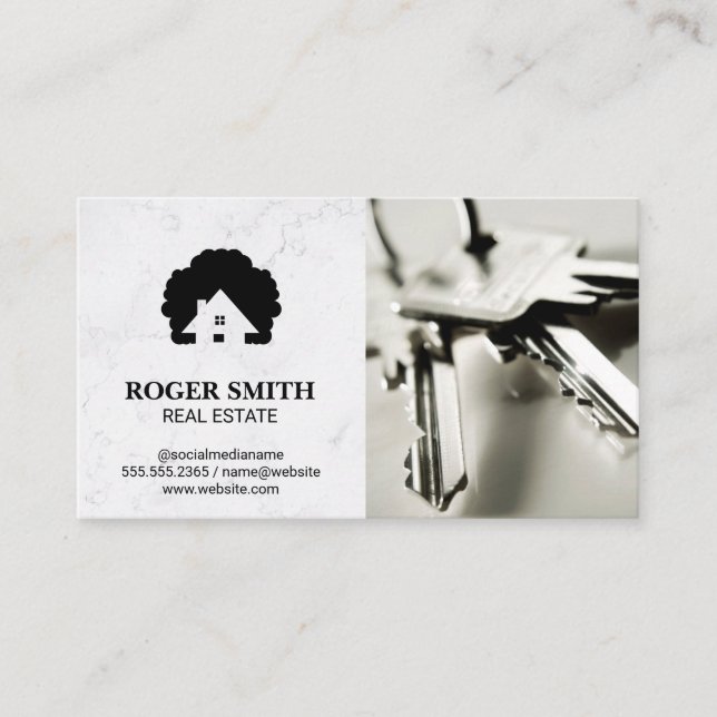 White Marble | Keys Business Card (Front)