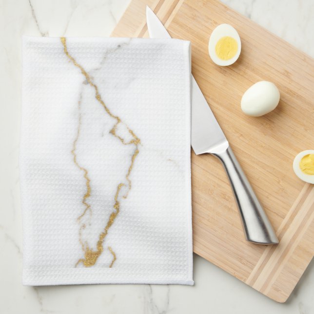  White Marble Kitchen Towel (Quarter Fold)