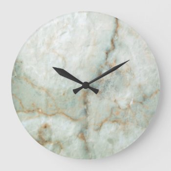 White Marble Large Clock by wottwin at Zazzle