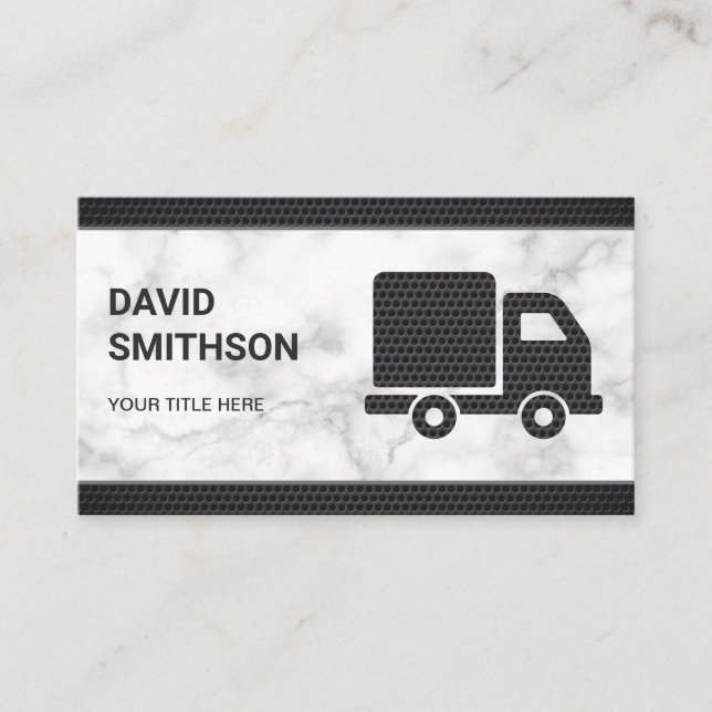 White Marble Logistics Transportation Cargo Truck Business Card (Front)
