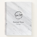 White Marble, Logo, Business Name Website Promo  Notebook at Zazzle