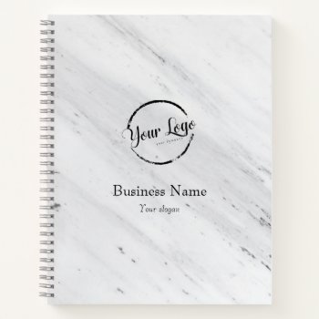 White Marble  Logo  Business Name Website Promo  Notebook by TheSillyHippy at Zazzle