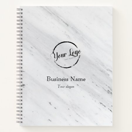 White Marble, Logo, Business Name Website Promo  Notebook