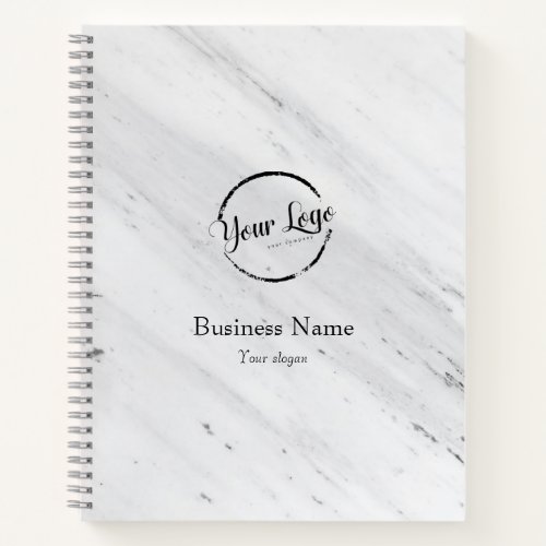 White Marble Logo Business Name Website Promo  Notebook