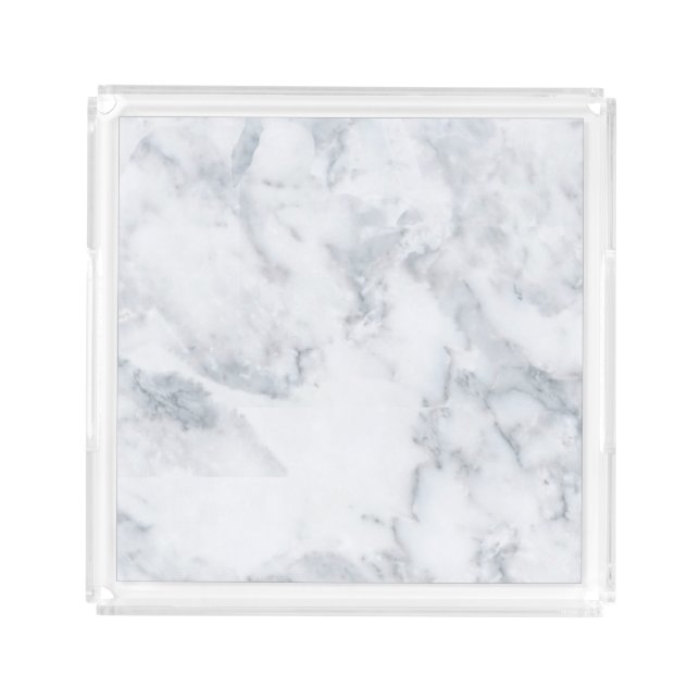 White Marble Look Acrylic Tray (Front)
