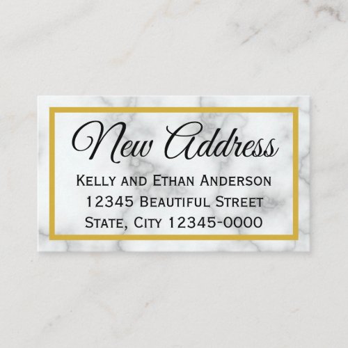 White Marble Look and Faux Gold New Address Enclosure Card