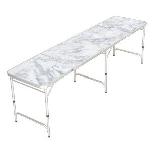 White Marble Look Beer Pong Table