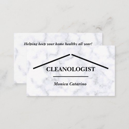 White Marble Look Home Cleaning Business Card