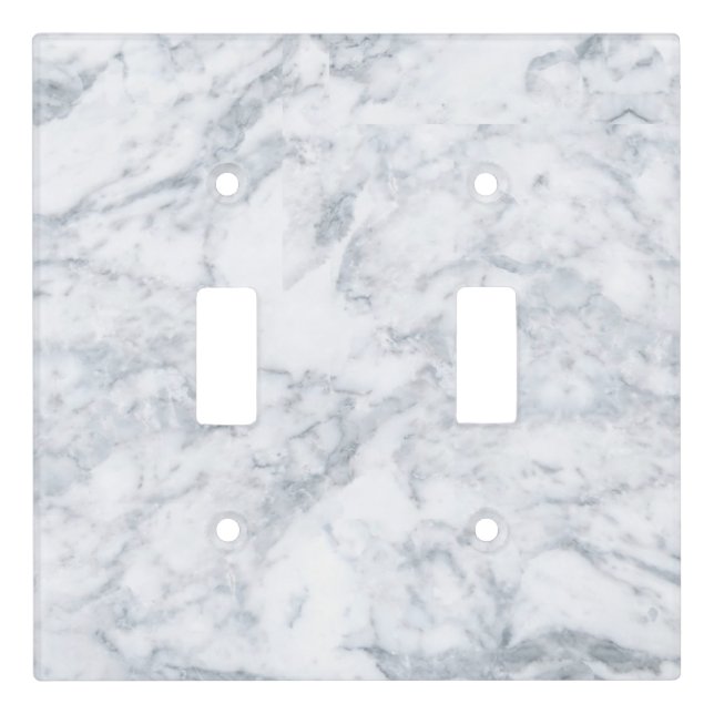 White Marble Look Light Switch Cover (Front)