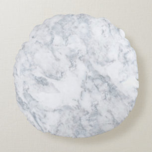 White Marble Look Round Pillow