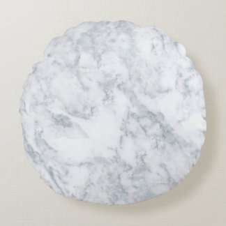 White Marble Look Round Pillow