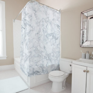 White Marble Look Shower Curtain