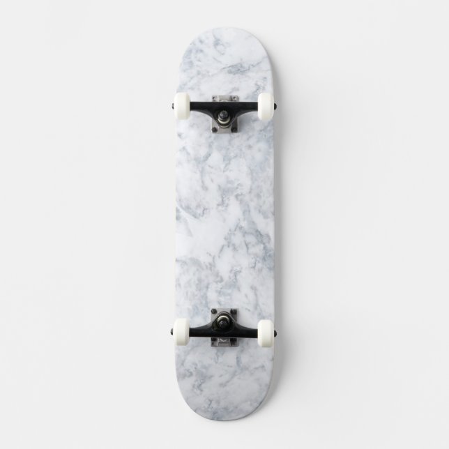 White Marble Look Skateboard Deck (Front)