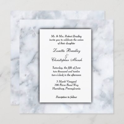 White Marble Look Wedding Invitation