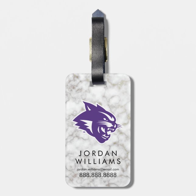 White Marble Luggage Tag (Back Vertical)