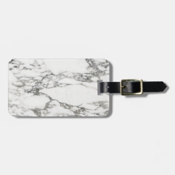 White Marble Luggage Tag by WarmCoffee at Zazzle