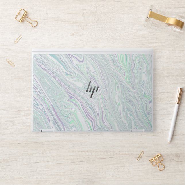 white marble minimalist HP laptop skin (Desk)