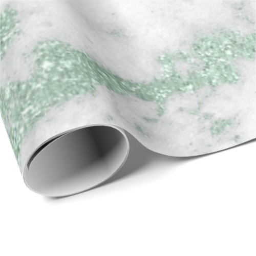 White Marble Mint Green Glitter Silver Gray Wrapping Paper