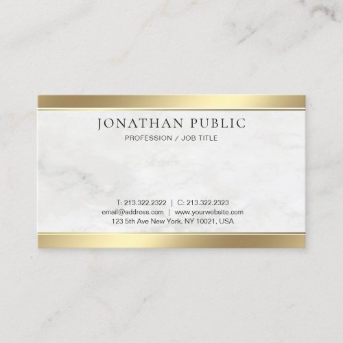 White Marble Modern Elegant Gold Simple Template Business Card