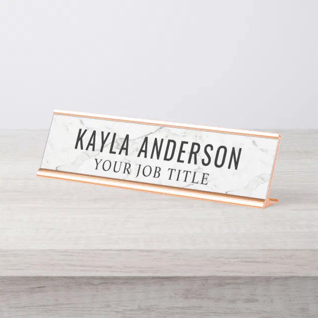 White Marble Modern Office Employee Desk Name Plate | Zazzle