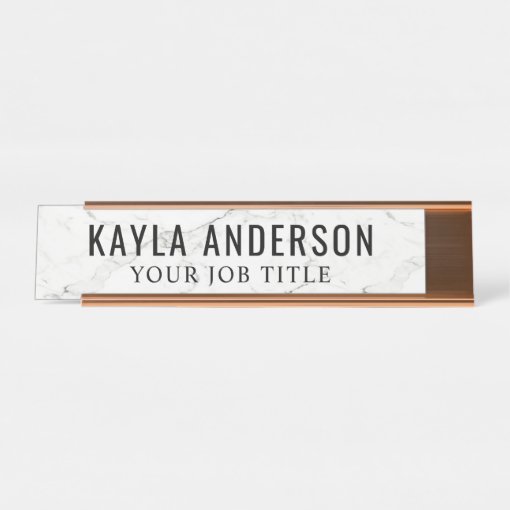 White Marble Modern Office Employee Desk Name Plate | Zazzle