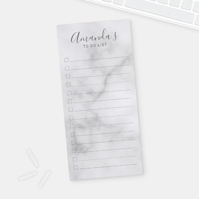 White Marble Modern Script To Do List Magnetic Notepad (Creator Uploaded)