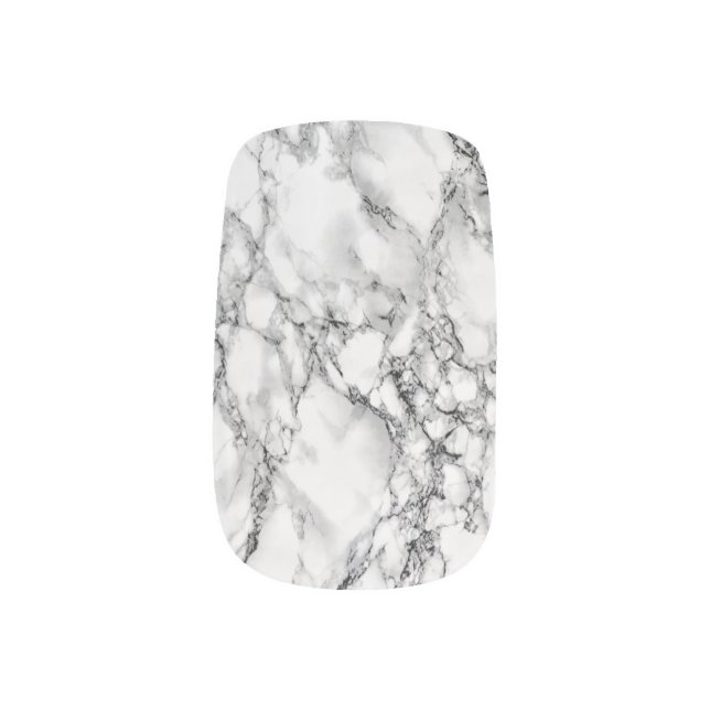 White Marble Nail Art (Left Thumb)