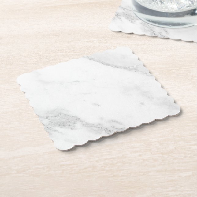 White Marble Paper Coaster (Angled)