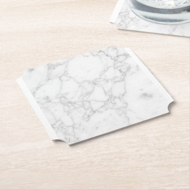 White Marble Paper Coaster (Angled)