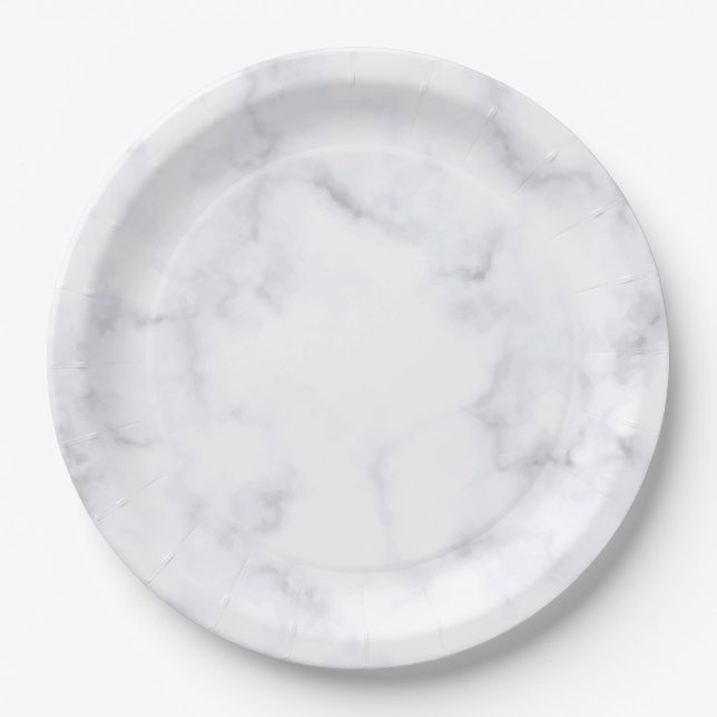 White Marble Paper Plates (Front)