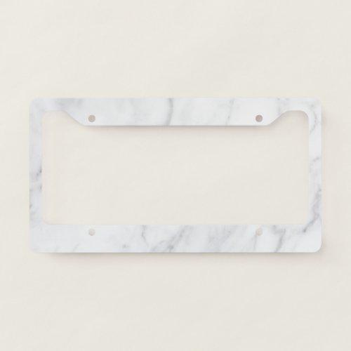 White Marble Pattern Boho Chic License Plate Frame
