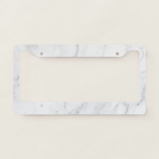 White Marble Pattern Boho Chic License Plate Frame (Front)