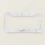 White Marble Pattern Boho Chic Name License Plate Frame<br><div class="desc">Personalized White Marble Pattern Boho Chic Name License Plate Frame</div>
