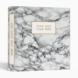 White Marble Personalized Binder with Custom Text