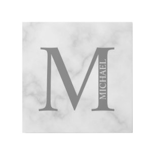 White Marble Personalized Monogram and Name Gallery Wrap