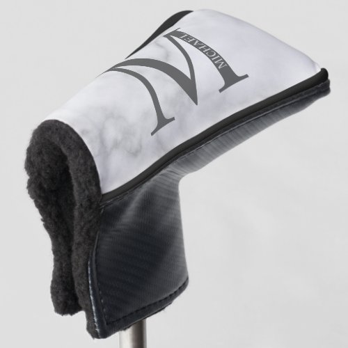White Marble Personalized Monogram and Name Golf Head Cover