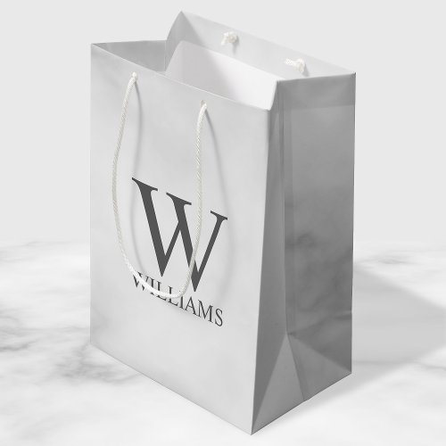 White Marble Personalized Monogram and Name Medium Gift Bag