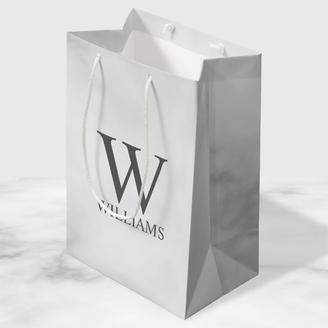 White Marble Personalized Monogram and Name Medium Gift Bag (Creator Uploaded)