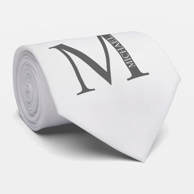 White Marble Personalized Monogram and Name Neck Tie (Rolled)
