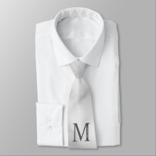 White Marble Personalized Monogram and Name Neck Tie