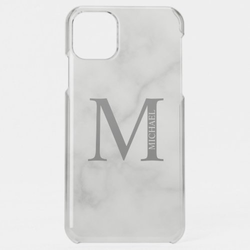 White Marble Personalized Monogram and Name iPhone 11 Pro Max Case