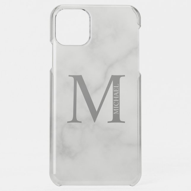 White Marble Personalized Monogram and Name Uncommon iPhone Case (Back)